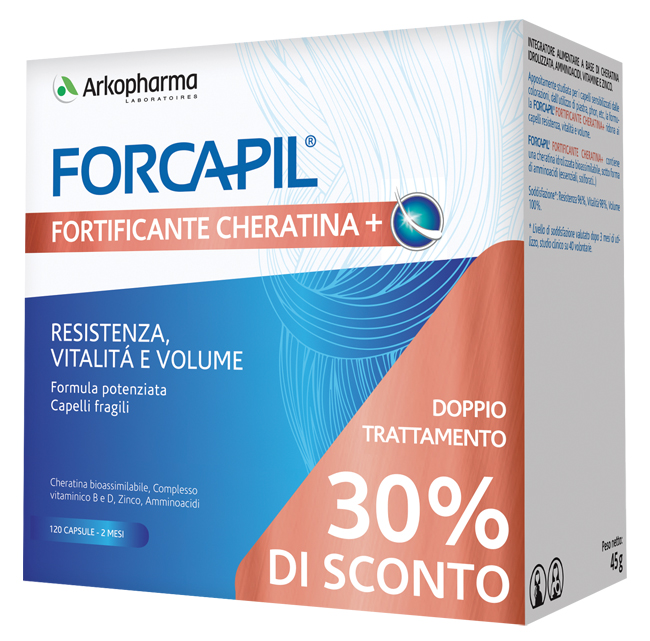 FORCAPIL FORTIFICANTE CHERATINA 2 PROMO PACK DA 60 CAPSULE - Parafarmacia Mostacciano