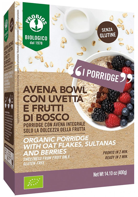 PROBIOS BIO AVENA BOWL FRUTTI DI BOSCO PORRIDGE CON AVENA INTEGRALE 400 G - Parafarmacia Mostacciano