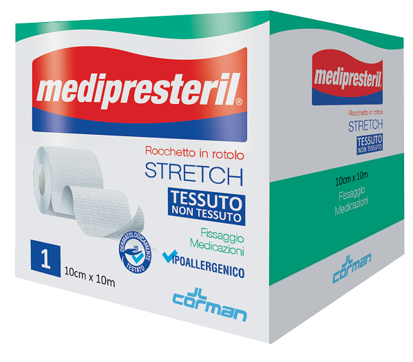 MEDIPRESTERIL ROCCHETTO ROTOLO STRETCH TESSUTO NON TESSUTO 10 CM X 1000 CM - Parafarmacia Mostacciano