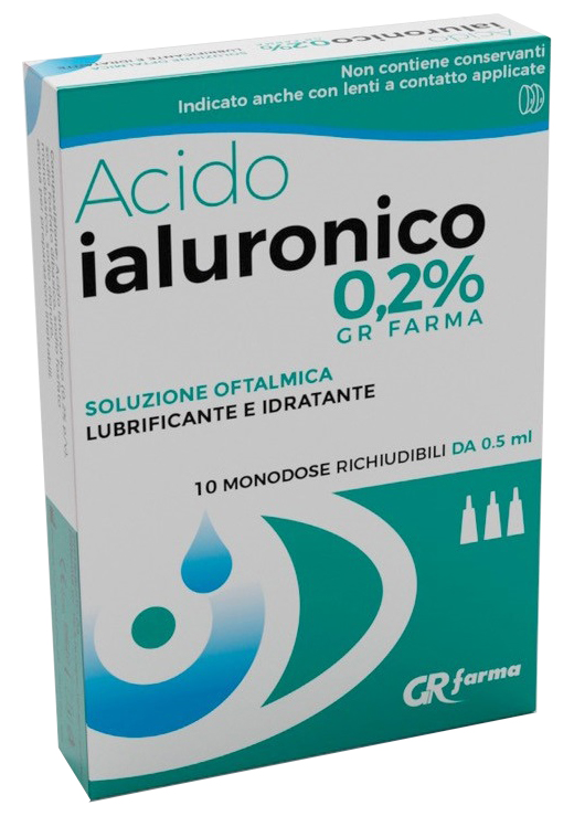 SOLUZIONE OFTALMICA LUBRIFICANTE E IDRATANTE ACIDO IALURONICO 0,2% 10 MONODOSE RICHIUDIBILI DA 0,5 ML - Parafarmacia Mostacciano