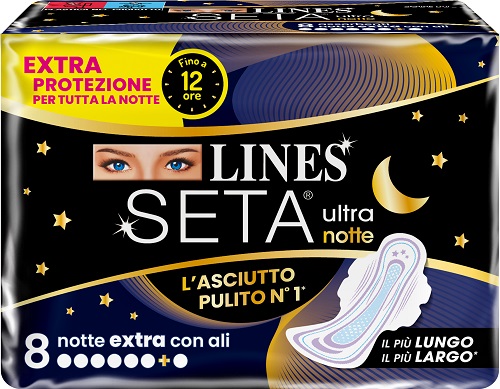 LINES SETA ULTRA ASSORBENTI NOTTE 8 PEZZI - Parafarmacia Mostacciano