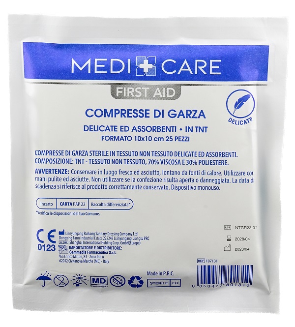 GARZA MEDICARE COTONE 10X10 CM 25 PEZZI - Parafarmacia Mostacciano