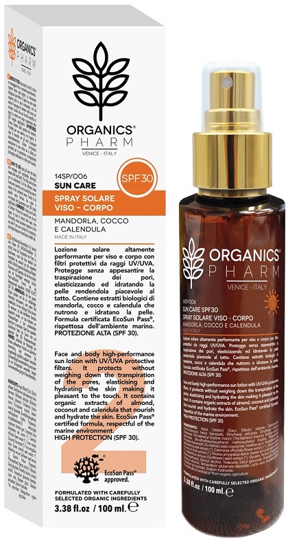 ORGANICS PHARM SUN CARE SPRAY SOLARE VISO-CORPO SPF30 100 ML - Parafarmacia Mostacciano