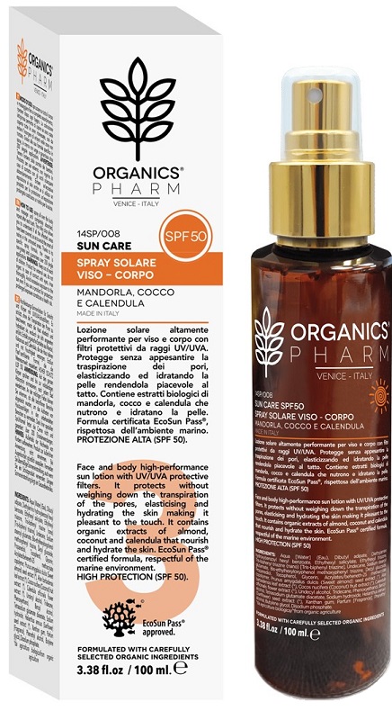 ORGANICS PHARM SUN CARE SPRAY SOLARE VISO-CORPO SPF50 100 ML - Parafarmacia Mostacciano