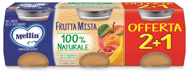 MELLIN OMOGENEIZZATO FRUTTA MISTA 3 PEZZI DA 100 G - Parafarmacia Mostacciano