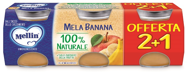 MELLIN OMOGENEIZZATO MELA BANANA 3 PEZZI DA 100 G - Parafarmacia Mostacciano