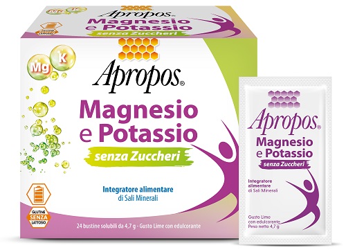 APROPOS MAGNESIO E POTASSIO SENZA ZUCCHERI 24 BUSTINE GUSTO LIME - Parafarmacia Mostacciano
