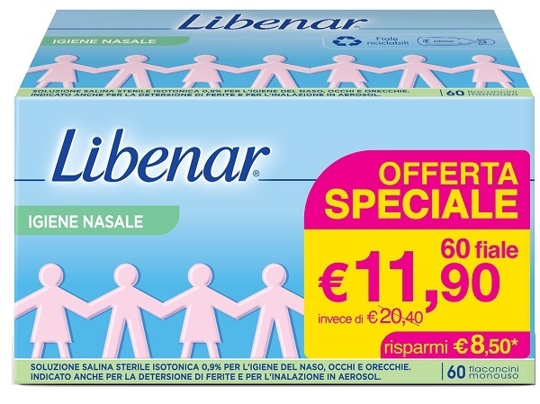 SOLUZIONE SALINA ISOTONICA 0,9% LIBENAR 60 FLACONCINI MONOUSO DA 5 ML - Parafarmacia Mostacciano