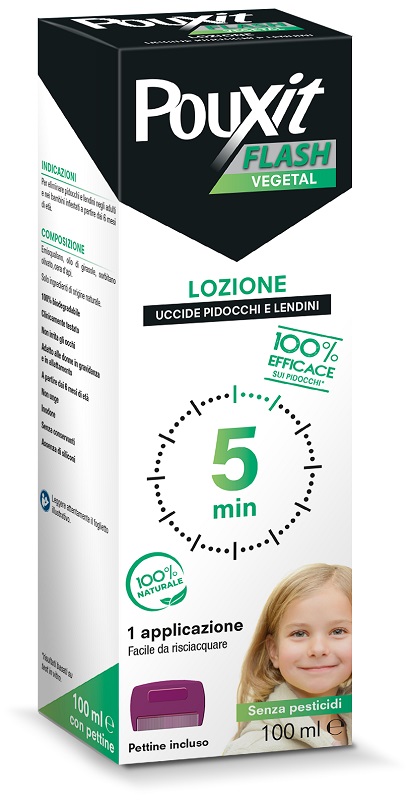 POUXIT FLASH VEGETAL LOZIONE PIDOCCHI E LENDINI 100 ML CON PETTINE - Parafarmacia Mostacciano