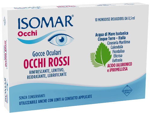ISOMAR OCCHI ROSSI GOCCE OCULARI ACIDO IALURONICO 0,20% 10 FLACONCINI - Parafarmacia Mostacciano