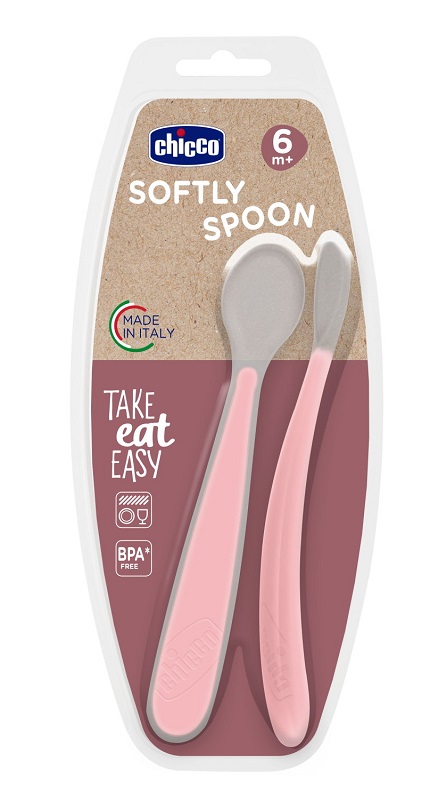 CHICCO CUCCHIAIO IN SILICONE DOPPIO ROSA 6M+ - Parafarmacia Mostacciano